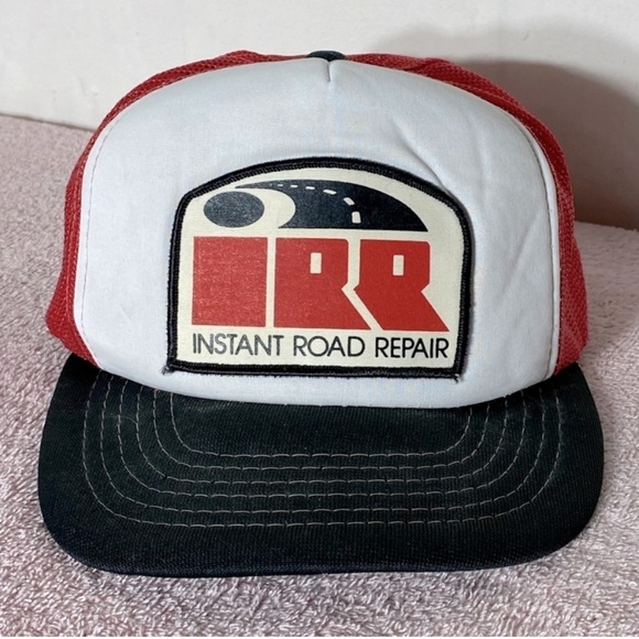 Vintage Instant Road Repair Mesh Back Snap Back Trucker Hat - Picture 1 of 9